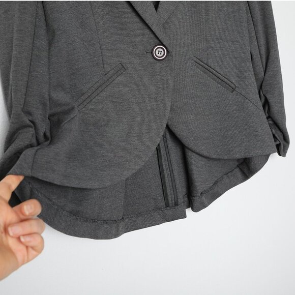 Soho Apparel Stretch Hi-Lo Blazer Jacket. Ruched Sleeves Office Workwear Grey - Picture 6 of 7